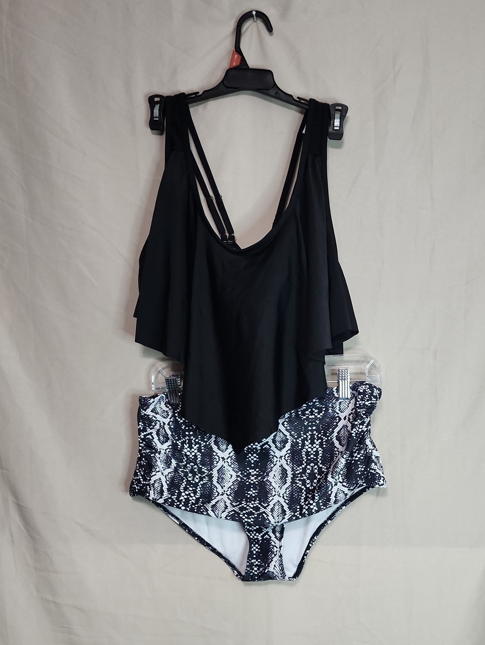 Black & Snake Print Two Piece Swimsuit
